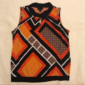 Worthington- Orange and Black patterned blouse